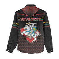 Personalized Lithuania Women Casual Shirt Knight In Armor With Map - Wonder Print Shop