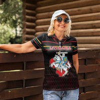 Personalized Lithuania Women Polo Shirt Knight In Armor With Map - Wonder Print Shop