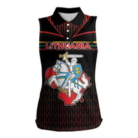 Personalized Lithuania Women Sleeveless Polo Shirt Knight In Armor With Map - Wonder Print Shop