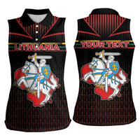 Personalized Lithuania Women Sleeveless Polo Shirt Knight In Armor With Map - Wonder Print Shop
