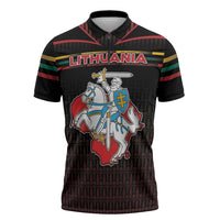Personalized Lithuania Zipper Polo Shirt Knight In Armor With Map - Wonder Print Shop