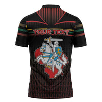 Personalized Lithuania Zipper Polo Shirt Knight In Armor With Map - Wonder Print Shop