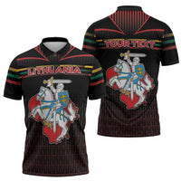 Personalized Lithuania Zipper Polo Shirt Knight In Armor With Map - Wonder Print Shop