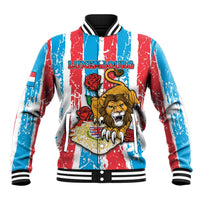 Personalized Luxembourg Baseball Jacket Red Lion With Coat Of Arms - Wonder Print Shop