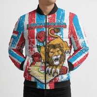 Personalized Luxembourg Bomber Puffer Jacket Red Lion With Coat Of Arms - Wonder Print Shop