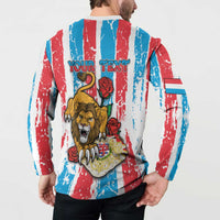 Personalized Luxembourg Button Sweatshirt Red Lion With Coat Of Arms - Wonder Print Shop