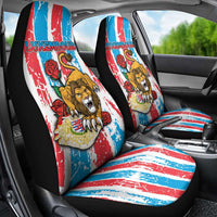 Luxembourg Car Seat Cover Red Lion With Coat Of Arms - Wonder Print Shop