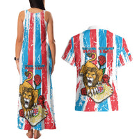 Personalized Luxembourg Couples Matching Tank Maxi Dress and Hawaiian Shirt Red Lion With Coat Of Arms - Wonder Print Shop