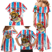 Personalized Luxembourg Family Matching Mermaid Dress and Hawaiian Shirt Red Lion With Coat Of Arms - Wonder Print Shop