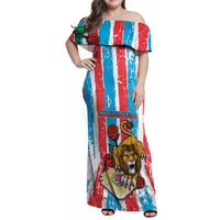 Personalized Luxembourg Family Matching Off Shoulder Maxi Dress and Hawaiian Shirt Red Lion With Coat Of Arms - Wonder Print Shop