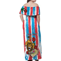 Personalized Luxembourg Family Matching Off Shoulder Maxi Dress and Hawaiian Shirt Red Lion With Coat Of Arms - Wonder Print Shop