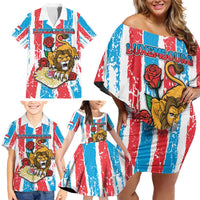 Personalized Luxembourg Family Matching Off Shoulder Short Dress and Hawaiian Shirt Red Lion With Coat Of Arms - Wonder Print Shop