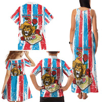 Personalized Luxembourg Family Matching Tank Maxi Dress and Hawaiian Shirt Red Lion With Coat Of Arms - Wonder Print Shop