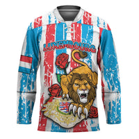 Personalized Luxembourg Hockey Jersey Red Lion With Coat Of Arms - Wonder Print Shop