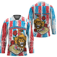 Personalized Luxembourg Hockey Jersey Red Lion With Coat Of Arms - Wonder Print Shop