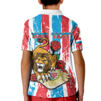Personalized Luxembourg Kid Polo Shirt Red Lion With Coat Of Arms - Wonder Print Shop