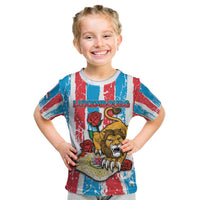 Personalized Luxembourg Kid T Shirt Red Lion With Coat Of Arms - Wonder Print Shop