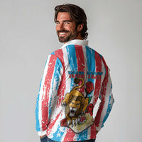 Personalized Luxembourg Long Sleeve Polo Shirt Red Lion With Coat Of Arms - Wonder Print Shop