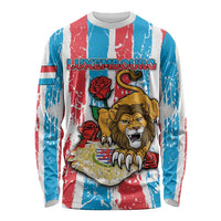 Personalized Luxembourg Long Sleeve Shirt Red Lion With Coat Of Arms - Wonder Print Shop