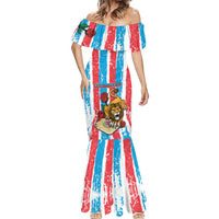 Personalized Luxembourg Mermaid Dress Red Lion With Coat Of Arms - Wonder Print Shop