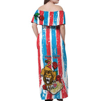 Personalized Luxembourg Off Shoulder Maxi Dress Red Lion With Coat Of Arms - Wonder Print Shop