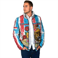 Personalized Luxembourg Padded Jacket Red Lion With Coat Of Arms - Wonder Print Shop