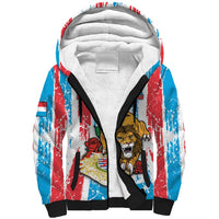 Personalized Luxembourg Sherpa Hoodie Red Lion With Coat Of Arms - Wonder Print Shop