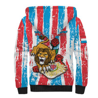 Personalized Luxembourg Sherpa Hoodie Red Lion With Coat Of Arms - Wonder Print Shop