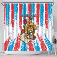 Luxembourg Shower Curtain Red Lion With Coat Of Arms - Wonder Print Shop