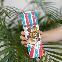 Personalized Luxembourg Skinny Tumbler Red Lion With Coat Of Arms - Wonder Print Shop