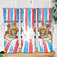 Personalized Luxembourg Skinny Tumbler Red Lion With Coat Of Arms - Wonder Print Shop