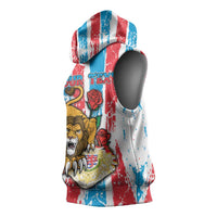 Personalized Luxembourg Sleeveless Hoodie Red Lion With Coat Of Arms - Wonder Print Shop