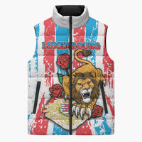 Personalized Luxembourg Sleeveless Puffer Jacket Red Lion With Coat Of Arms - Wonder Print Shop