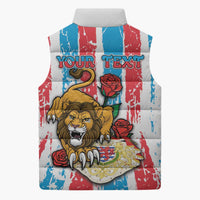 Personalized Luxembourg Sleeveless Puffer Jacket Red Lion With Coat Of Arms - Wonder Print Shop