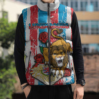 Personalized Luxembourg Sleeveless Puffer Jacket Red Lion With Coat Of Arms - Wonder Print Shop