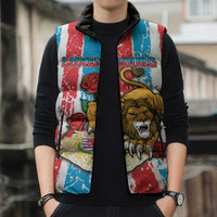 Personalized Luxembourg Sleeveless Puffer Jacket Red Lion With Coat Of Arms - Wonder Print Shop
