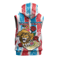Personalized Luxembourg Sleeveless Zip Hoodie Red Lion With Coat Of Arms - Wonder Print Shop