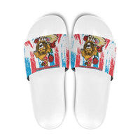 Luxembourg Slide Sandals Red Lion With Coat Of Arms - Wonder Print Shop