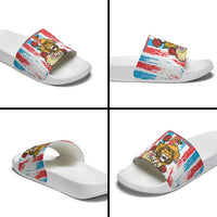 Luxembourg Slide Sandals Red Lion With Coat Of Arms - Wonder Print Shop