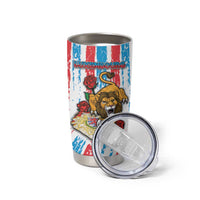 Personalized Luxembourg Tumbler Cup Red Lion With Coat Of Arms - Wonder Print Shop