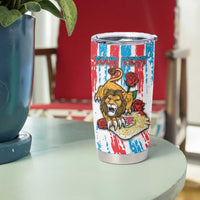 Personalized Luxembourg Tumbler Cup Red Lion With Coat Of Arms - Wonder Print Shop