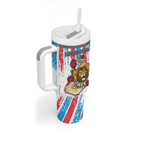 Personalized Luxembourg Tumbler With Handle Red Lion With Coat Of Arms - Wonder Print Shop