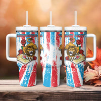 Personalized Luxembourg Tumbler With Handle Red Lion With Coat Of Arms - Wonder Print Shop