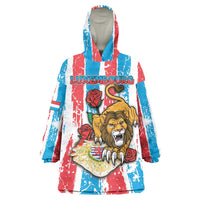 Personalized Luxembourg Wearable Blanket Hoodie Red Lion With Coat Of Arms - Wonder Print Shop
