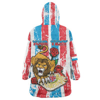 Personalized Luxembourg Wearable Blanket Hoodie Red Lion With Coat Of Arms - Wonder Print Shop