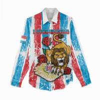Personalized Luxembourg Women Casual Shirt Red Lion With Coat Of Arms - Wonder Print Shop