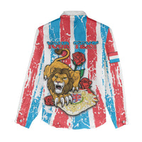Personalized Luxembourg Women Casual Shirt Red Lion With Coat Of Arms - Wonder Print Shop