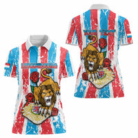 Personalized Luxembourg Women Polo Shirt Red Lion With Coat Of Arms - Wonder Print Shop