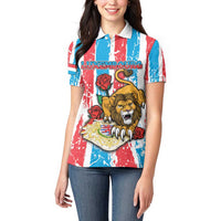 Personalized Luxembourg Women Polo Shirt Red Lion With Coat Of Arms - Wonder Print Shop