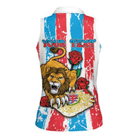 Personalized Luxembourg Women Sleeveless Polo Shirt Red Lion With Coat Of Arms - Wonder Print Shop